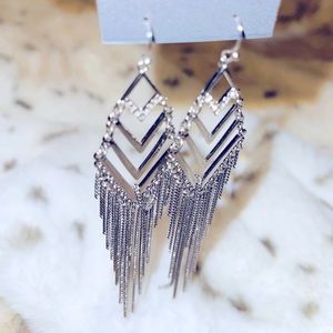 EXPRESS SILVER CHANDELIER EARRINGS NWT